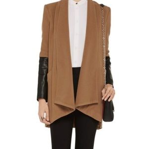 MASON Michelle Mason Tan/Black Wool Lambskin Coat